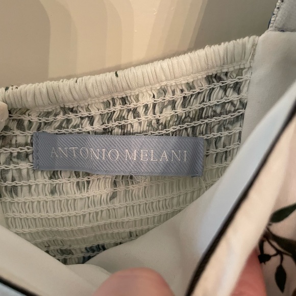 ANTONIO MELANI Blue and White Puff Sleeve Maxi Sundress - Picture 2 of 3